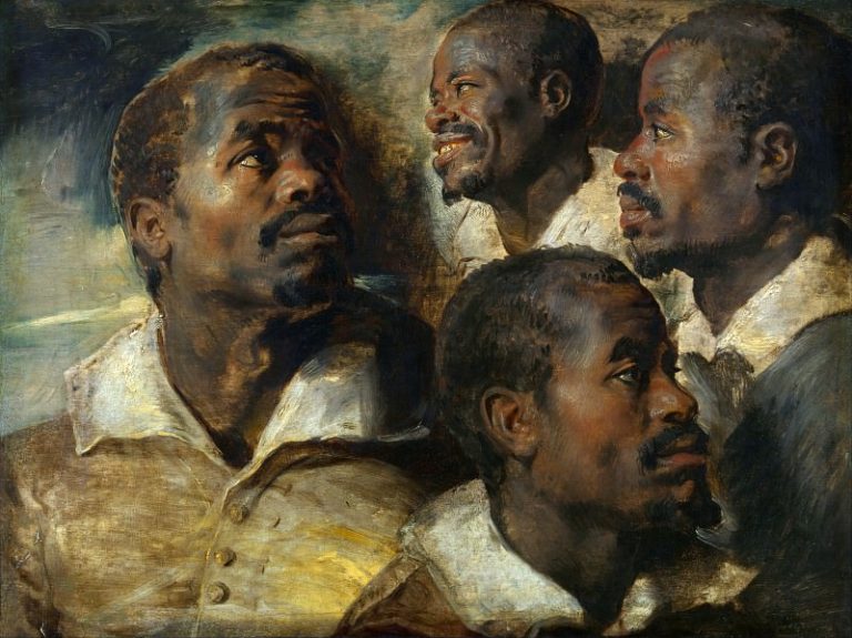 Эскиз четырех голов мавров картина