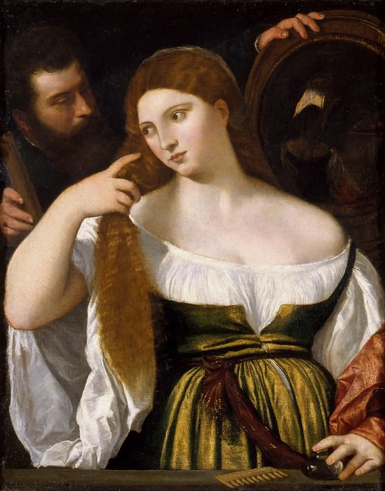 Девушка перед зеркалом (Тициан и его мастерская) картина