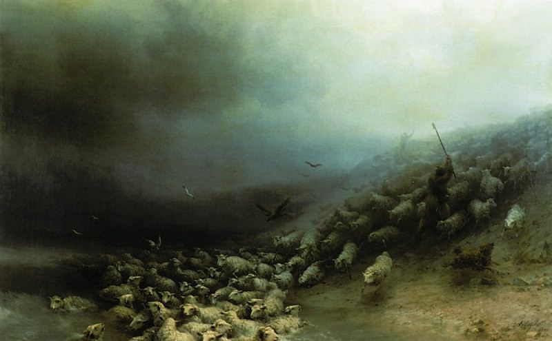 Отара овец в бурю 1861 76х125 картина