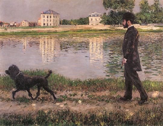 Ричард Галло и его собака в Petit Gennevilliers картина