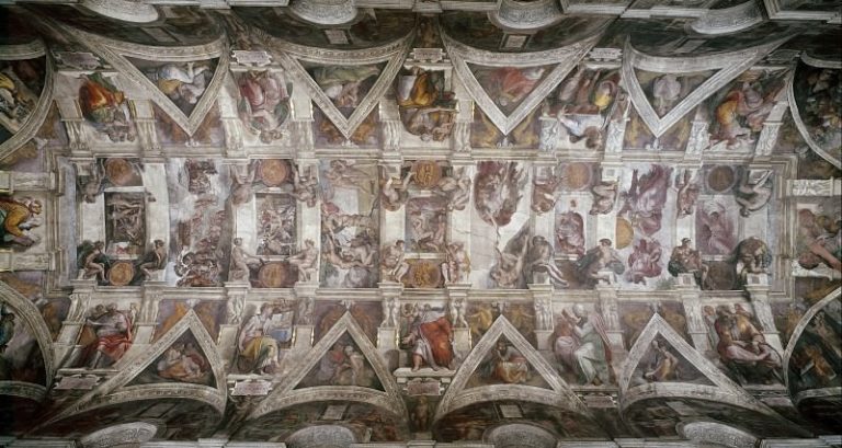 Общий вид потолка Сикстинской капеллы (до реставрации 1980-99) картина