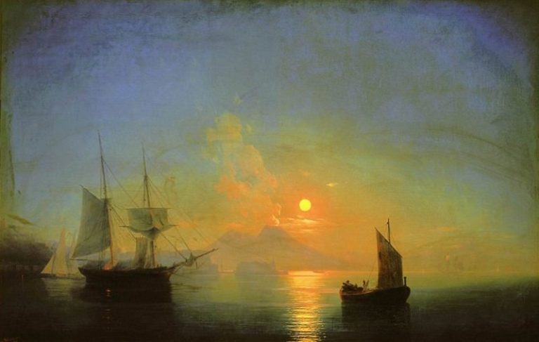 Неаполитанский залив в лунную ночь 1858 121х191 картина