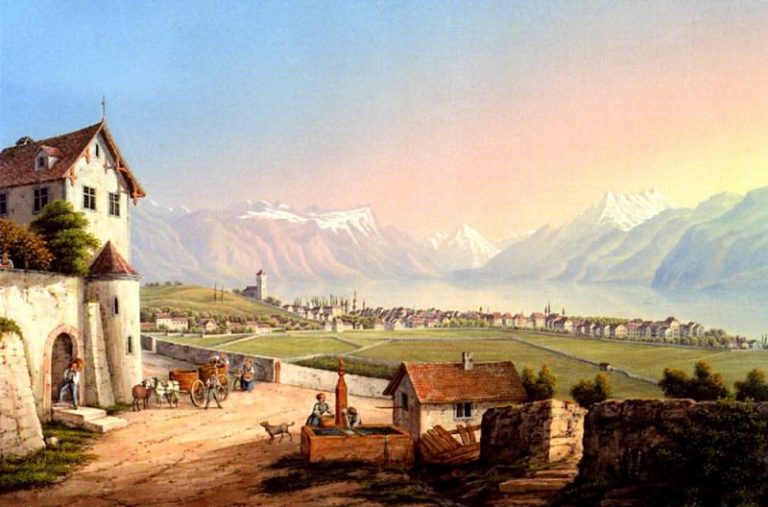 Блёйлер, Людвиг – Вид на Вевей и его окрестности картина