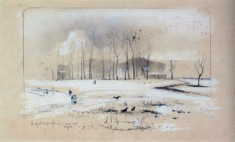 Вид на село Покровское- Фили. 1893 картина