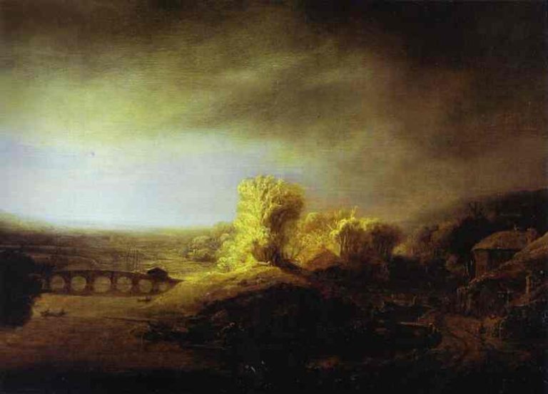 Пейзаж с мостом (приписывается) картина