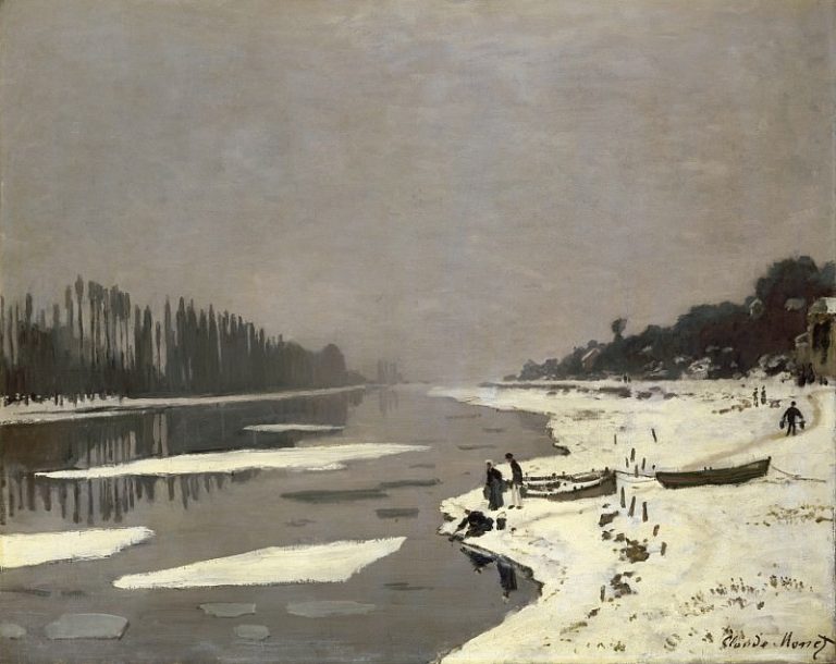 Льдины на Сене в Буживале картина