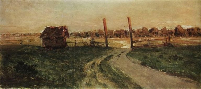Пейзаж с избушкой. 1899 картина