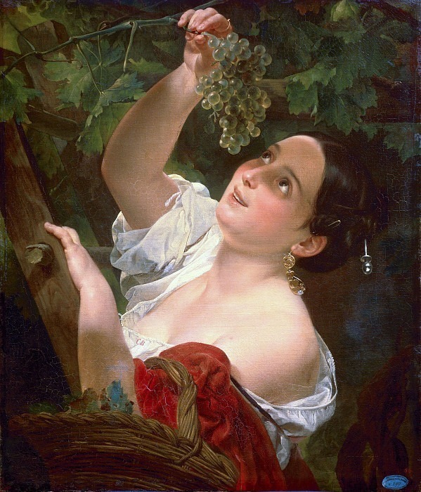 Итальянский полдень (Итальянка, снимающая виноград) картина