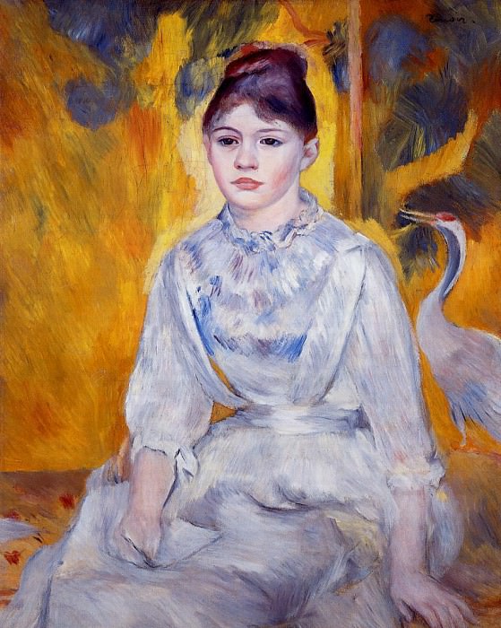 Молодая женщина с журавлем картина