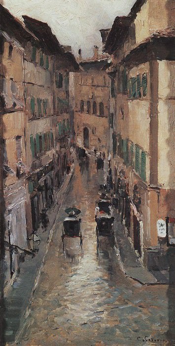 Улица во Флоренции в дождь. 1888 картина