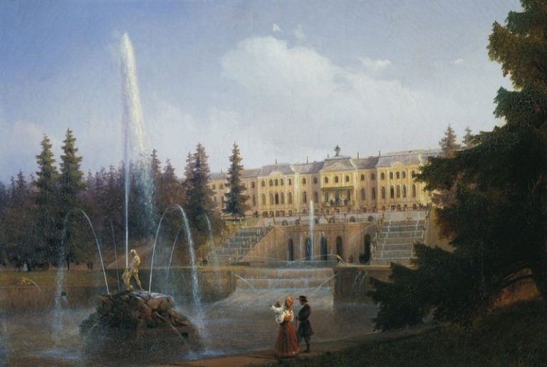 Вид на Большой Каскад и Большой Петергофский дворец 1837 картина