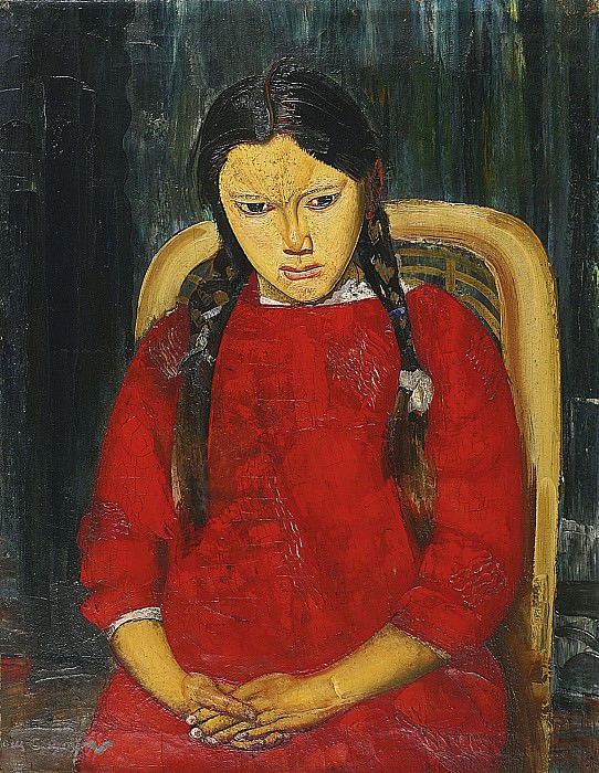Девочка в красном картина
