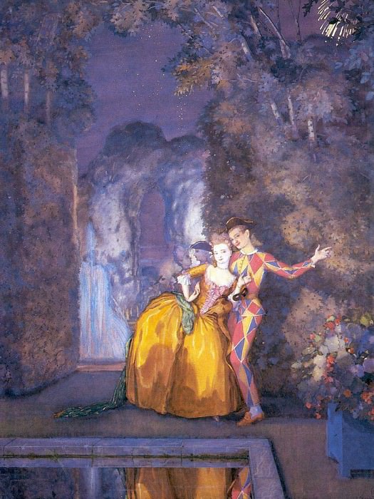 Арлекин и дама (Фейерверк) картина