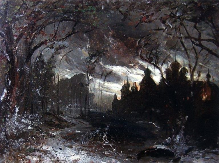 Ипатьевский монастырь в зимнюю ночь. 1870-е картина