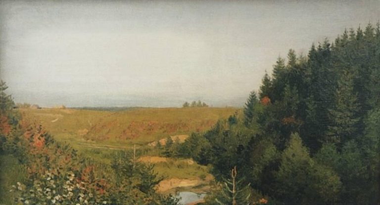 Пейзаж с лесной рекой. 1880-е картина
