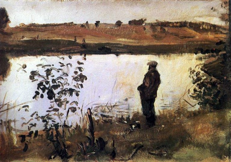 Художник К. А. Коровин на берегу реки. 1905 картина