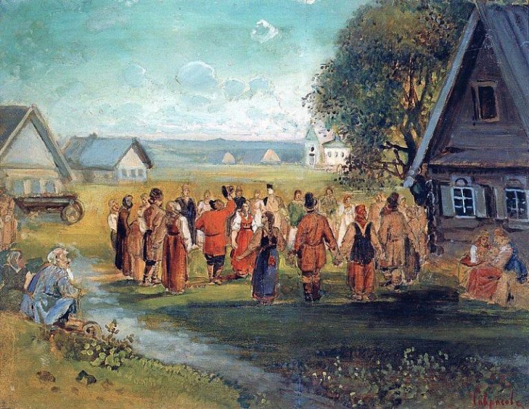 Хоровод в селе. 1873-1874 картина