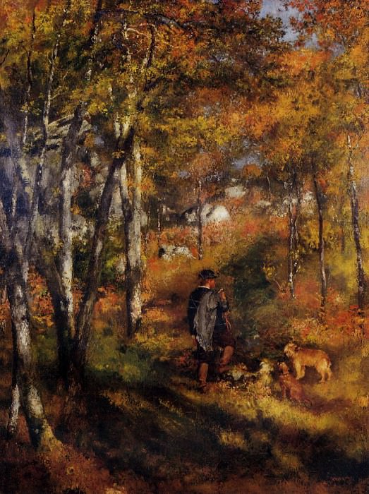 Художник Жюль Ле Кёр выгуливает собак в лесу Фонтенбло картина