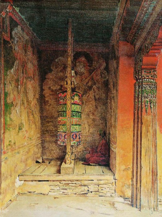 Молитвенная машина буддистов. 1875 картина