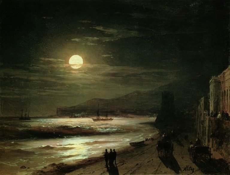 Лунная ночь. Берег моря 1885 18х23,9 картина