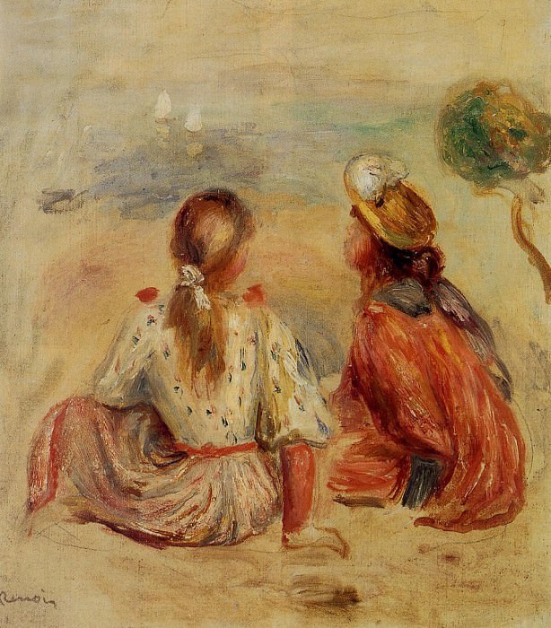 Молодые девушки на пляже картина