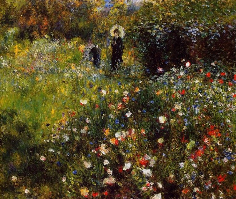 Летний пейзаж (также известный как Женщина с зонтиком в саду) картина
