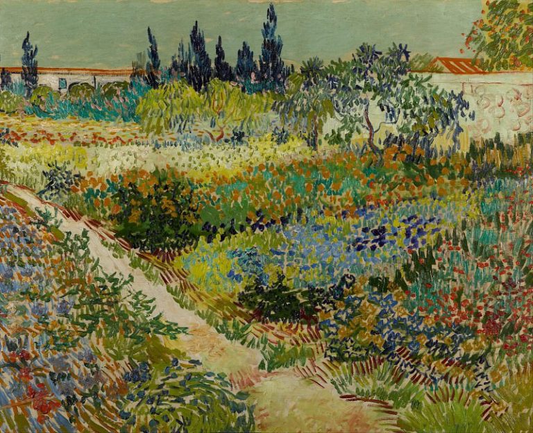 Цветущий сад с тропинкой картина