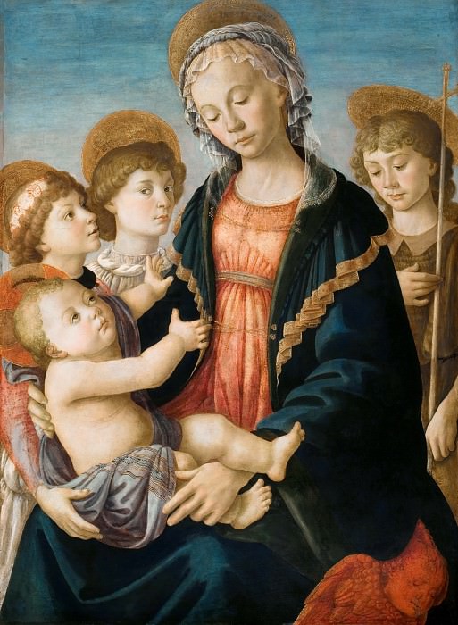 Мадонна с младенцем, двумя ангелами и юным Иоанном Крестителем картина