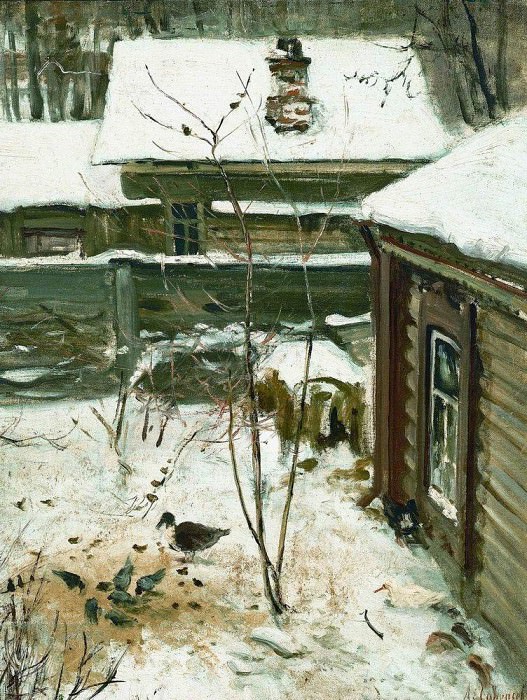Дворик. Зима. 1870-е картина