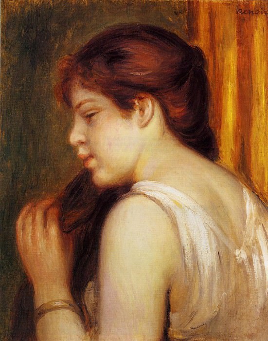 Молодая девушка, расчесывающая волосы – 1891 г картина