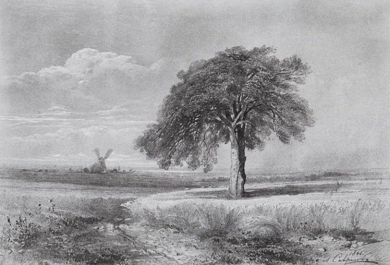 Пейзаж с мельницей. 1861 картина