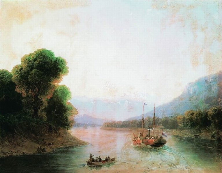 Река Риони. Грузия 1870-е 36х44 картина