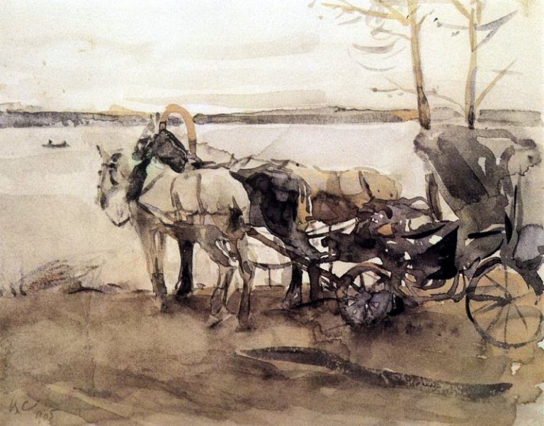 У перевоза. 1905 картина