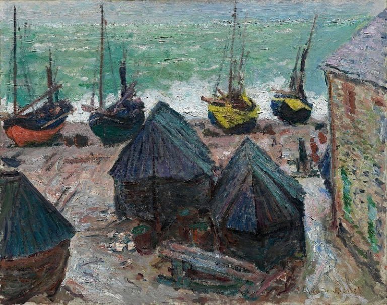 Лодки на пляже в Этрете картина