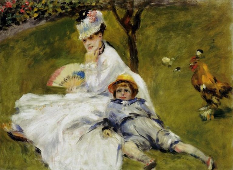 Камилла Моне и ее сын Жан в саду в Аржантее картина