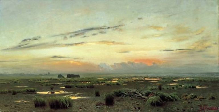 Вечер над болотом. 1882 картина