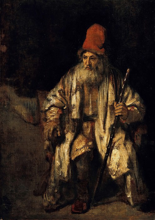 Старик в красной шапке картина