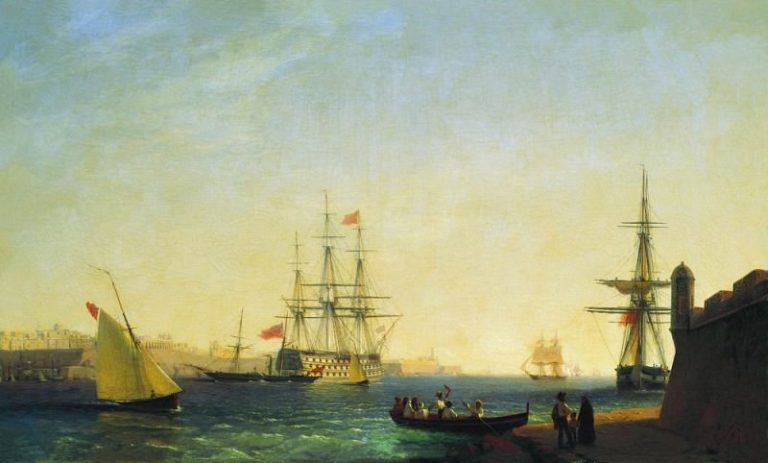 Порт ла Валетта на острове Мальта 1844 61х101 картина