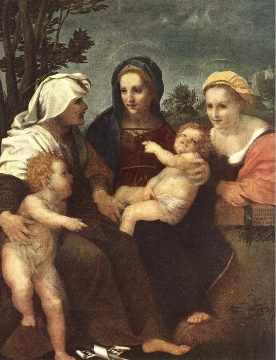 Мадонна с младенцем, святые Екатерина Елизавета и Иоанн Креститель картина