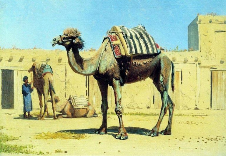 Верблюд во дворе караван-сарая. 1869-1870 картина