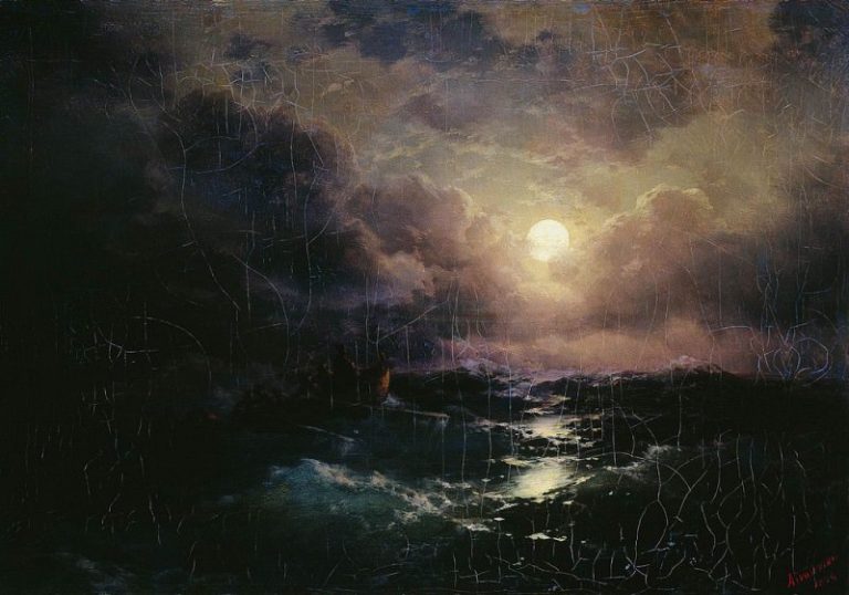 После бури. Восход луны 1894 41х58 картина