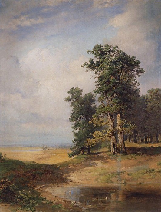 Летний пейзаж с дубами. Середина 1850-х картина