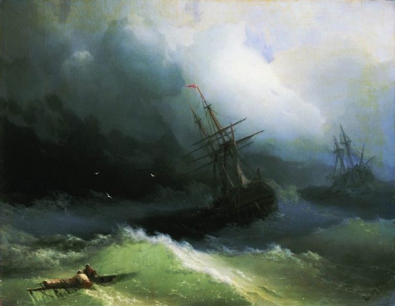 Корабли на бушующем море 1866 61х78,2 картина