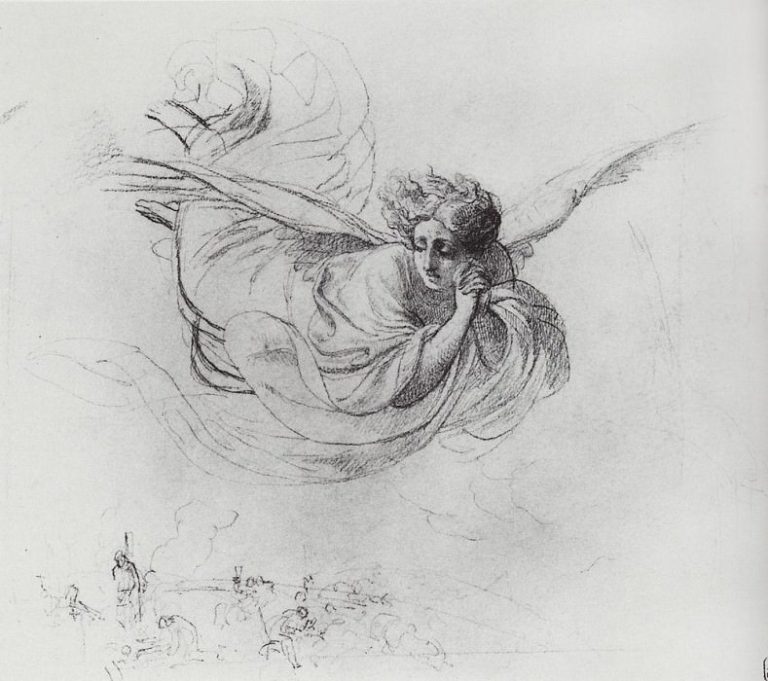 Летящий ангел, оплакивающий жертвы инквизиции. 1849-1850 картина