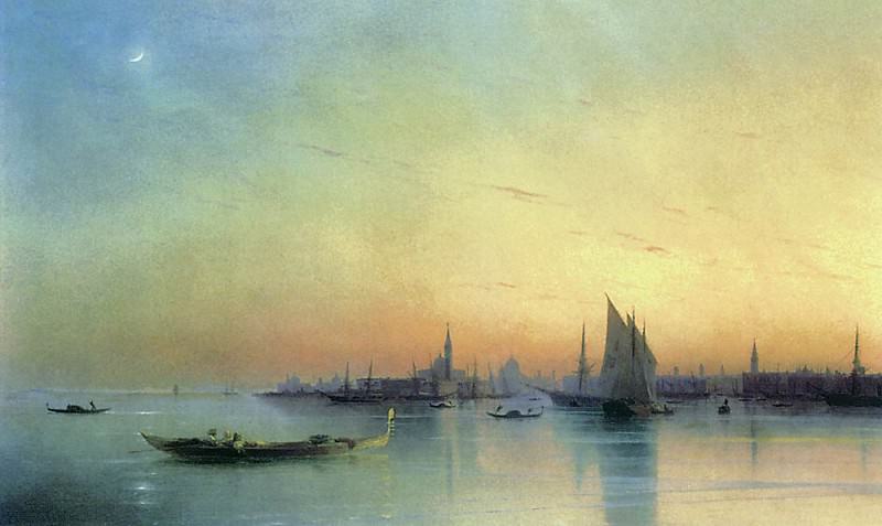 Вид Венеции с лагуны при закате 1873 63х99 картина