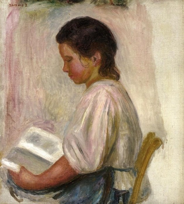 Молодая девушка, читающая картина