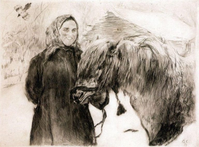 Баба с лошадью. 1899 картина