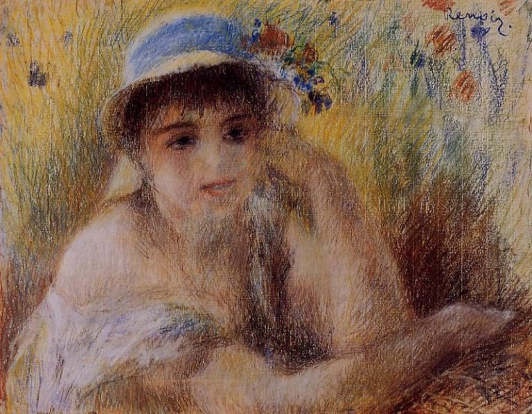Женщина в соломенной шляпе картина