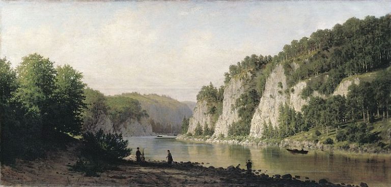 Камень Писанный на реке Чусовой картина