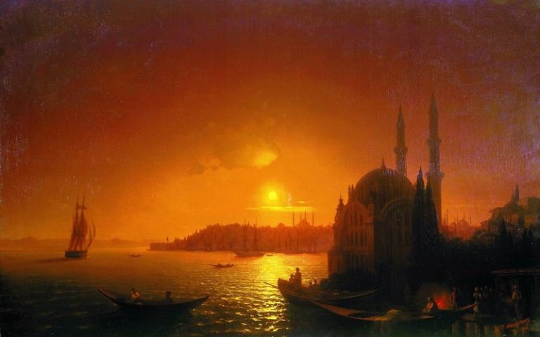 Вид Константинополя при лунном освещении 1846 124х192,5 картина